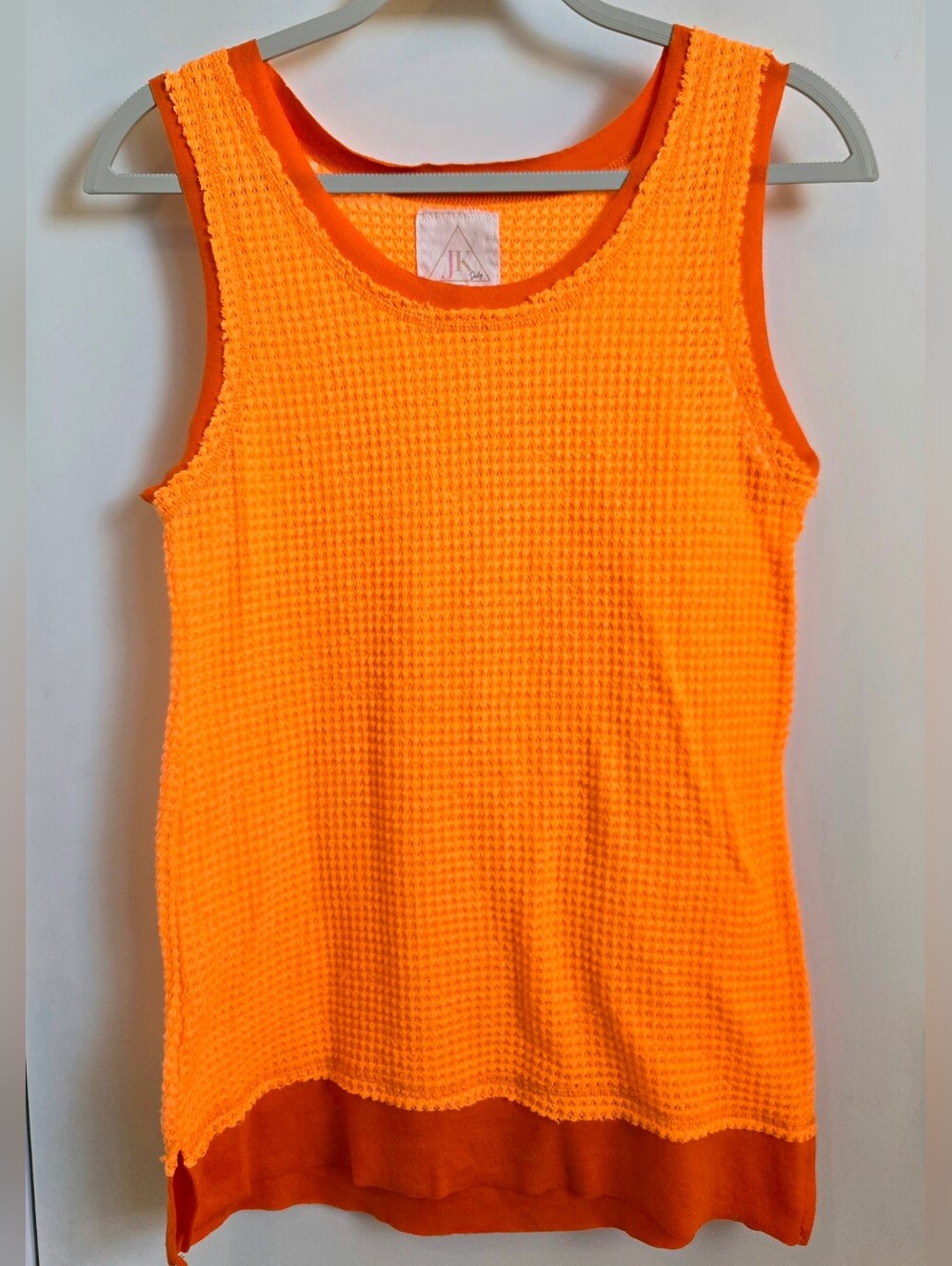 Waffle Knit Orange Tank Top - Women's Sleeveless Layering Top